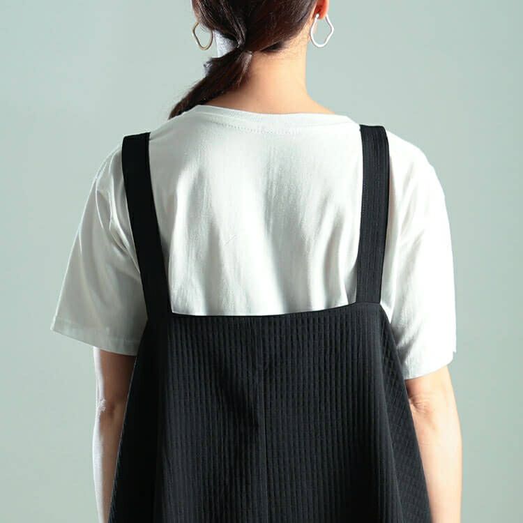 大きいサイズ レディース ラウンドヘムハーフジップジャンパースカート　sw-0789