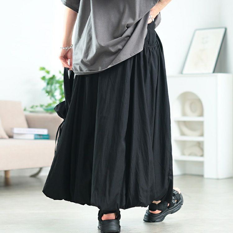 大きいサイズ レディース ギャザーポケットバルーンマキシスカート　nw-25041