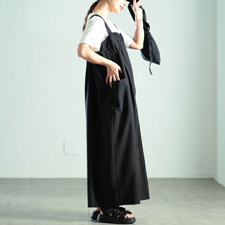 大きいサイズ レディース センタースリットZIPジャンパースカート　nw-25039