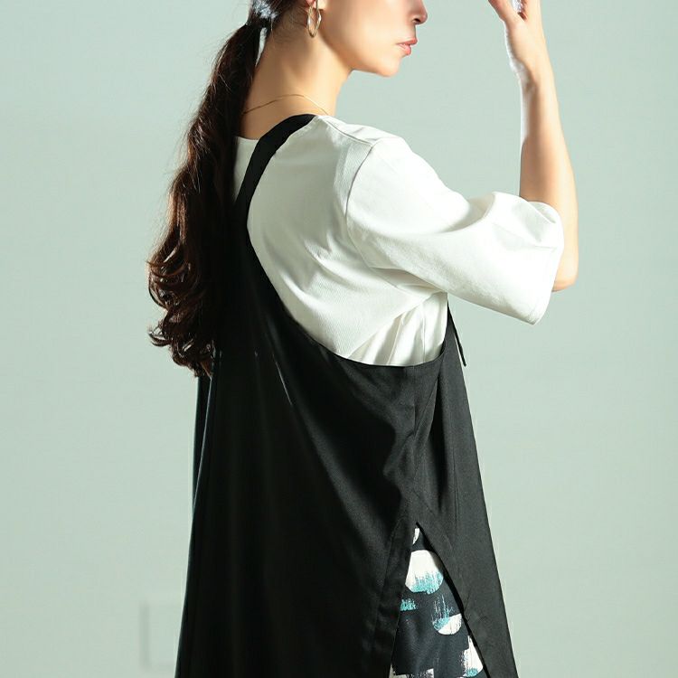 大きいサイズ レディース サイドドット柄切り替えジャンパースカート　nw-25038 【メール便可】