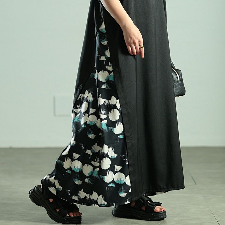 大きいサイズ レディース サイドドット柄切り替えジャンパースカート　nw-25038 【メール便可】