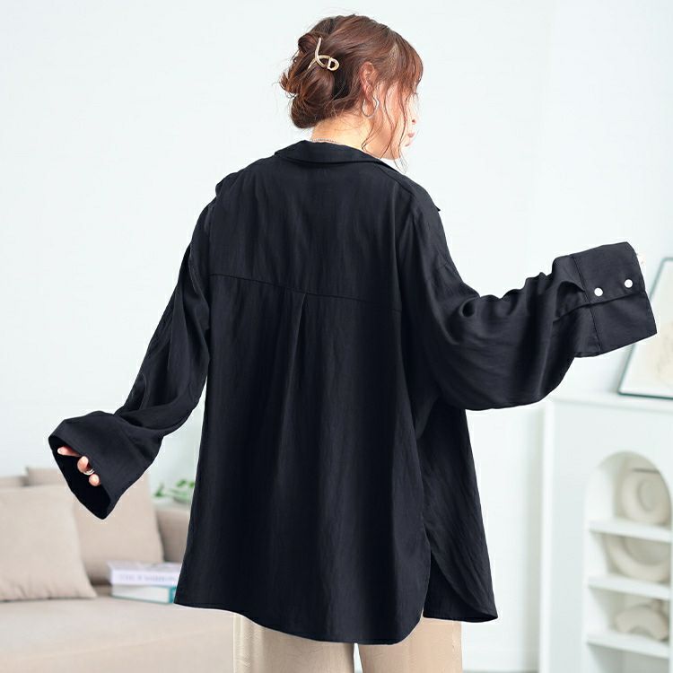 大きいサイズ レディース ビッグカフスワイドスリーブシャツ　maru-30165 【メール便可】