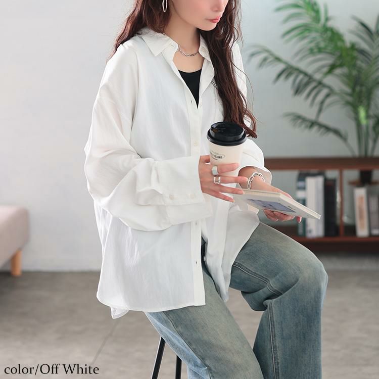 大きいサイズ レディース ビッグカフスワイドスリーブシャツ　maru-30165 【メール便可】 オフホワイト