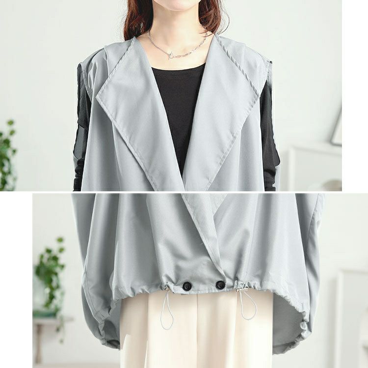 大きいサイズ レディース 裾ドロストテーラードサマーベスト　goldy-1733【メール便可】