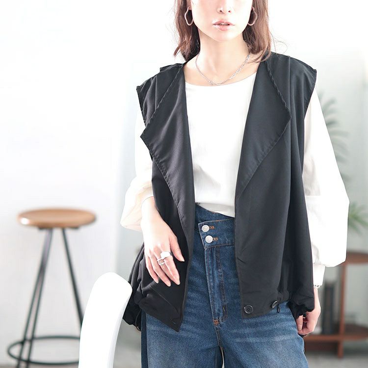 大きいサイズ レディース 裾ドロストテーラードサマーベスト　goldy-1733【メール便可】