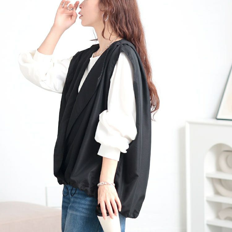 大きいサイズ レディース 裾ドロストテーラードサマーベスト　goldy-1733【メール便可】