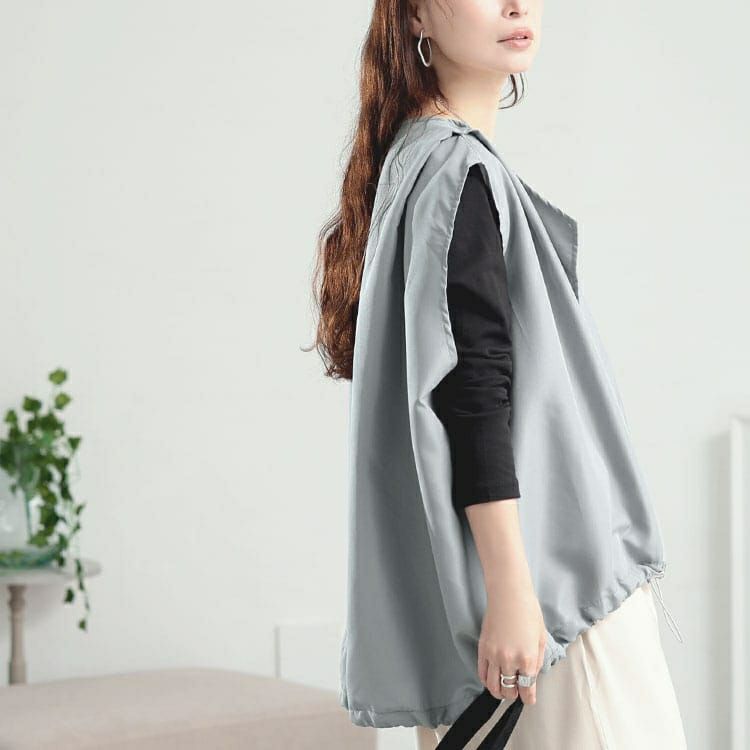 大きいサイズ レディース 裾ドロストテーラードサマーベスト　goldy-1733【メール便可】