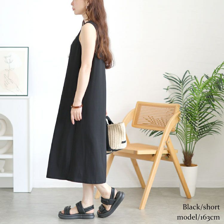 大きいサイズ レディース 選べる2丈！ノースリーブAラインワンピース　goldy-1721【メール便可】