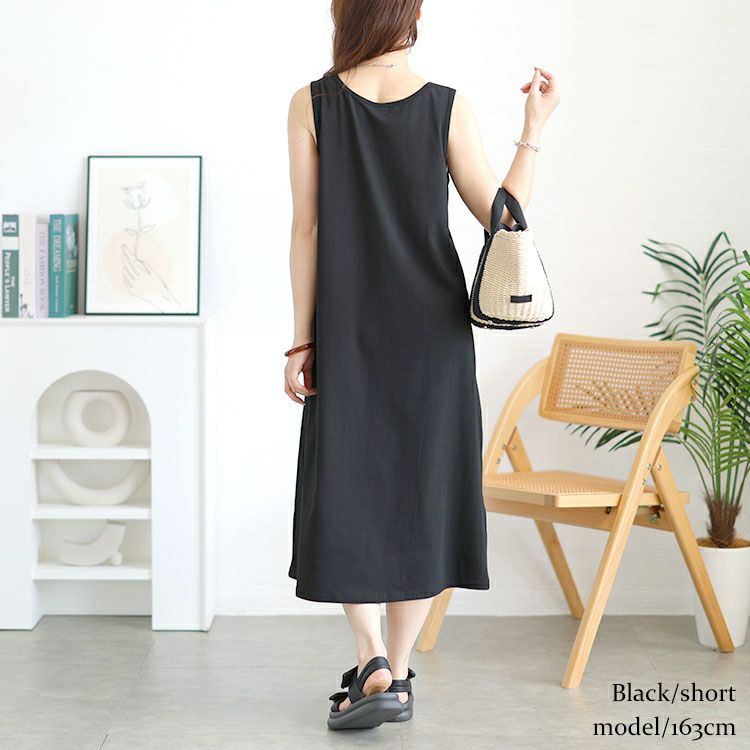 大きいサイズ レディース 選べる2丈！ノースリーブAラインワンピース　goldy-1721【メール便可】