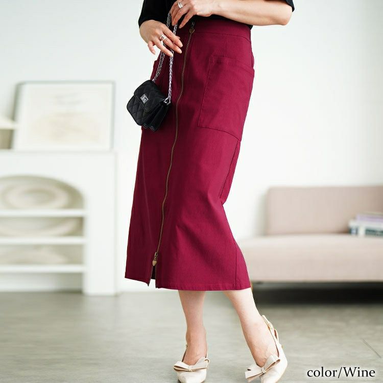 大きいサイズ レディース フロントハートZIPナロースカート　tog-1057