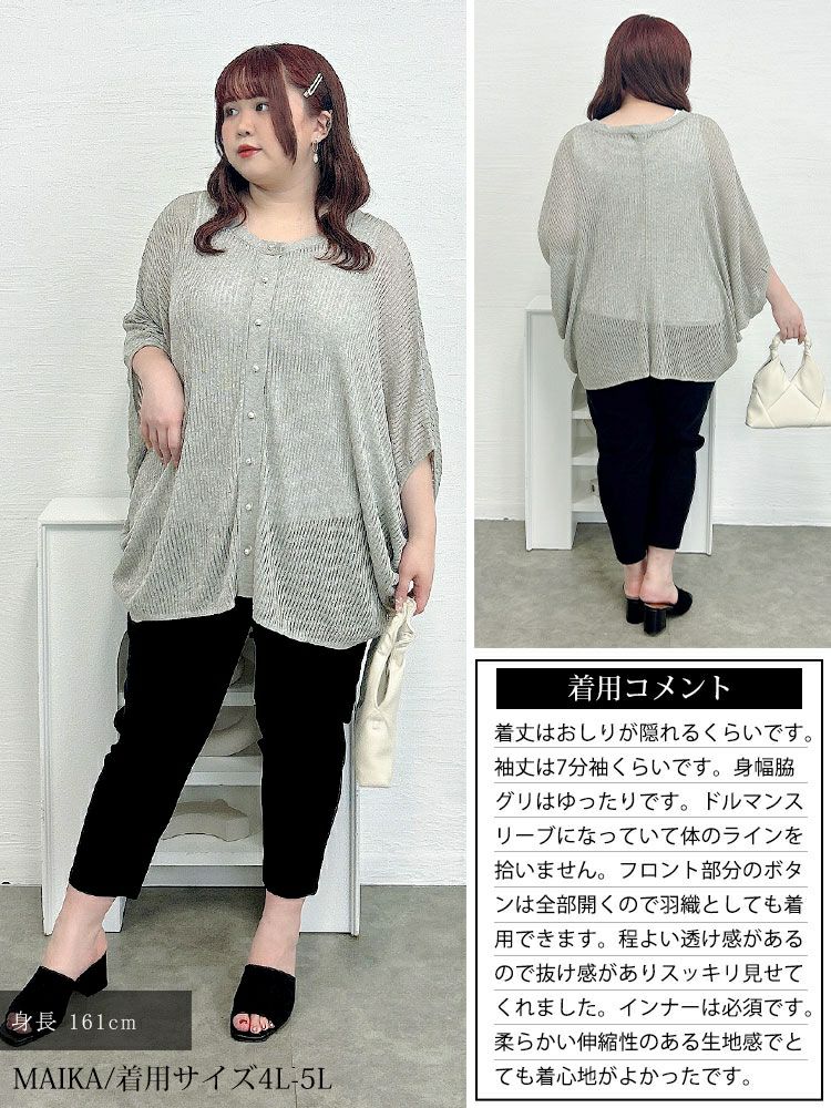 大きいサイズ レディース ラメシアーニットドルマンカーディガン　sum-0026