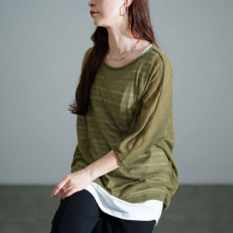 大きいサイズ レディース レース編みドルマン＆タンクトップ2点セット　cpdai-647134 【メール便可】