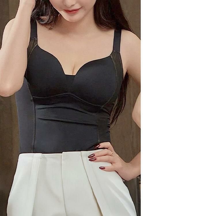 大きいサイズ レディース 裏起毛＆蓄熱カップ付きキャミソール　jp560 ブラック