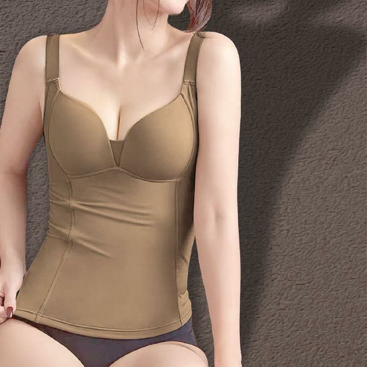 大きいサイズ レディース 裏起毛＆蓄熱カップ付きキャミソール　jp560 モカ