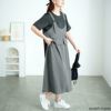 大きいサイズ レディース フラップデザインTシャツドッキングワンピース　goldy-1728【メール便可】 グレー