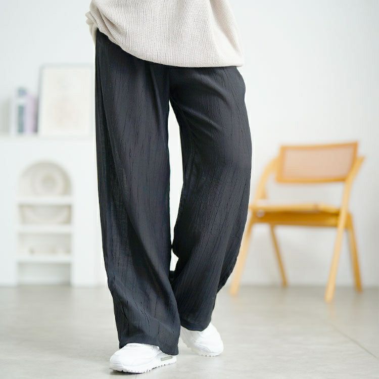 大きいサイズ レディース ランダムプリーツワイドパンツ　goldy-1724【メール便可】