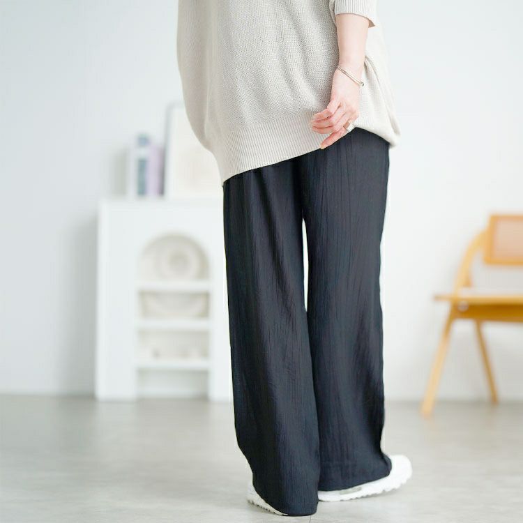 大きいサイズ レディース ランダムプリーツワイドパンツ　goldy-1724【メール便可】