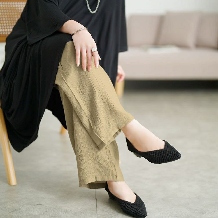 大きいサイズ レディース ランダムプリーツワイドパンツ　goldy-1724【メール便可】