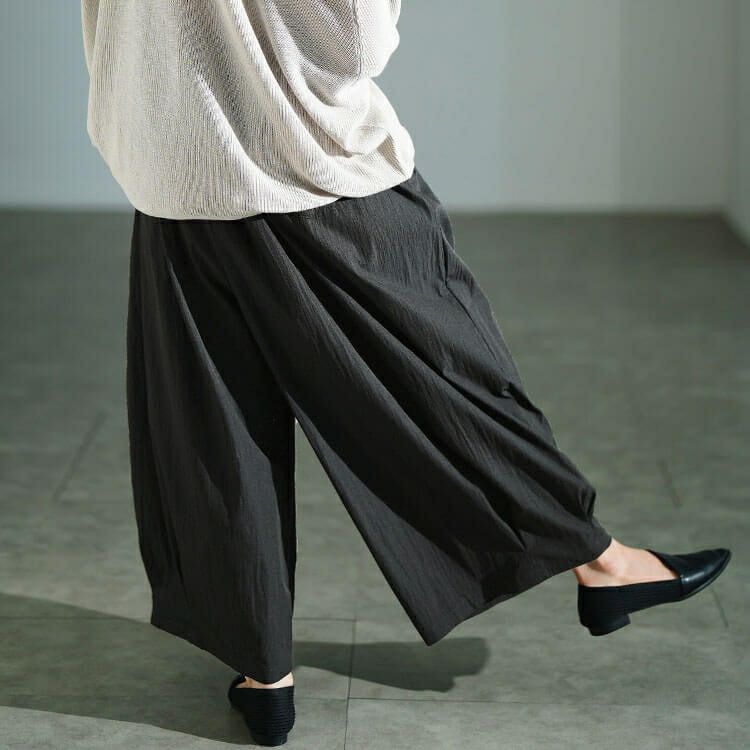大きいサイズ レディース 裾タックワイドパンツ　sw-0816