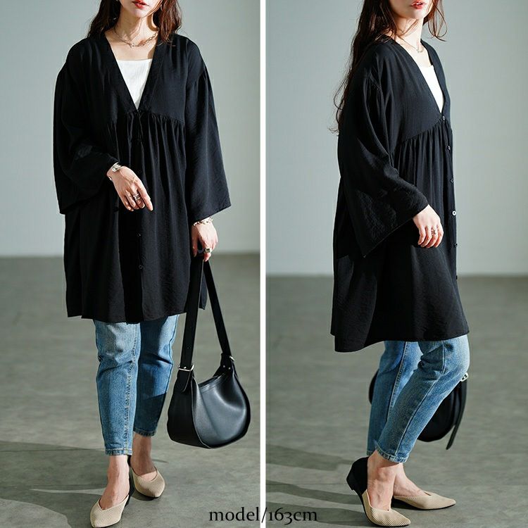 大きいサイズ レディース ワイドスリーブギャザー切り替えチュニック　sw-0801 【メール便可】