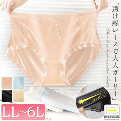 大きいサイズ レディース シアーレースハイウエストショーツ　goldy-1739【メール便可】