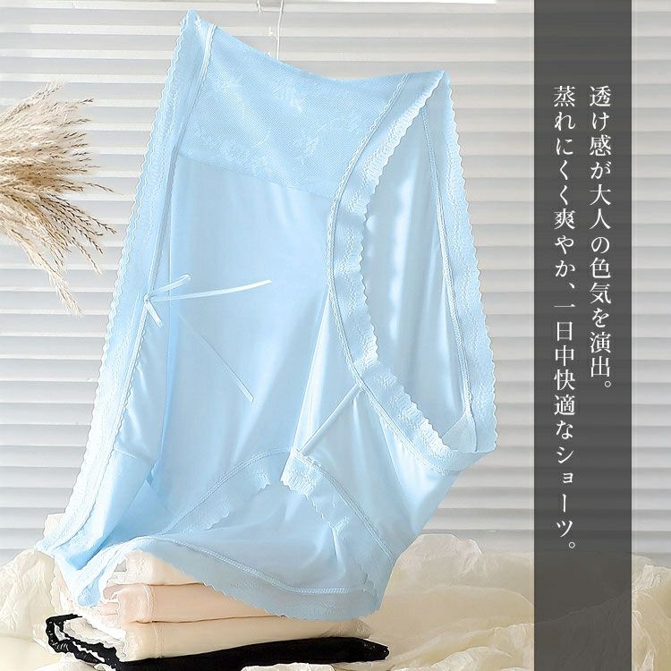 大きいサイズ レディース シアーレースハイウエストショーツ　goldy-1739【メール便可】