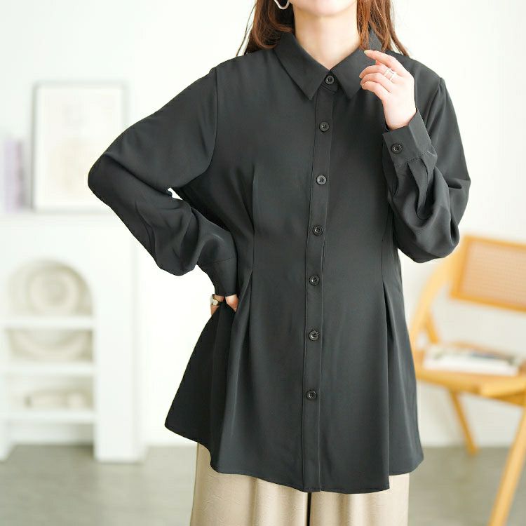 大きいサイズ レディース ウエストタックペプラムブラウス　goldy-1735