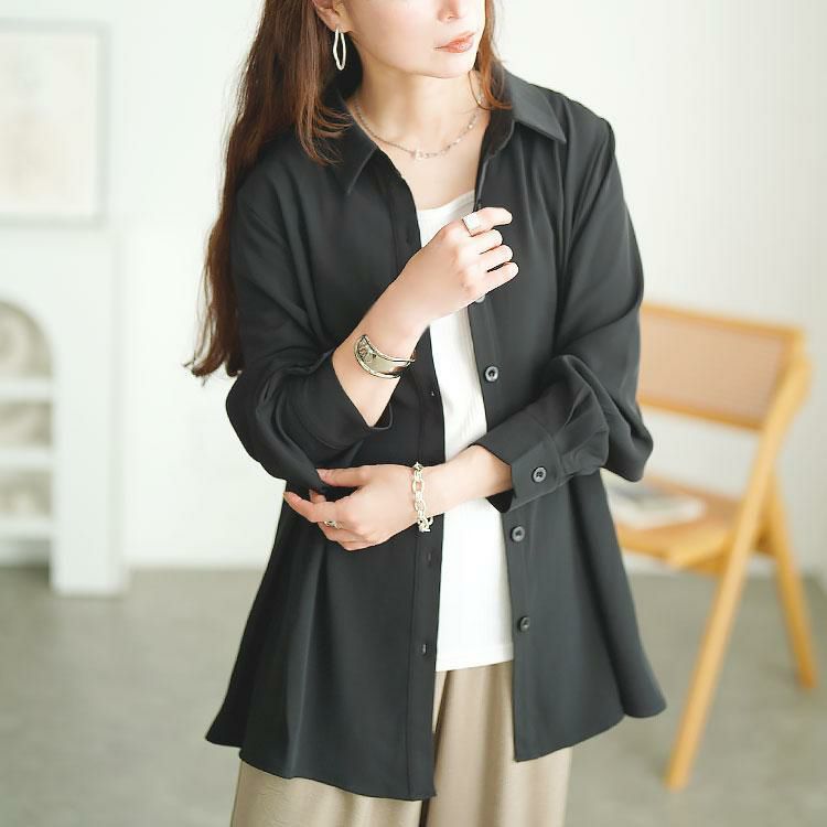 大きいサイズ レディース ウエストタックペプラムブラウス　goldy-1735 ブラック