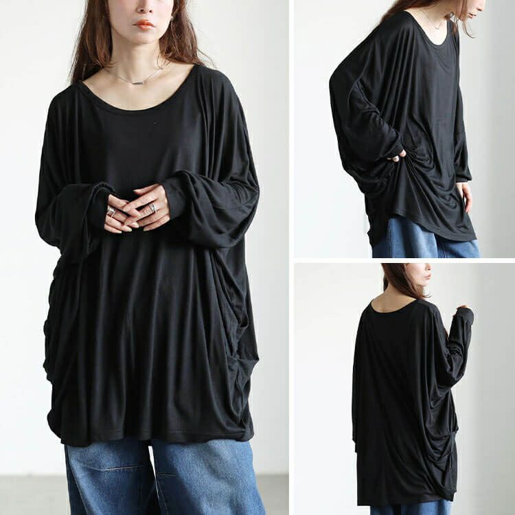 大きいサイズ レディース サイドタックドルマンチュニック　maruka-7166 【メール便可】