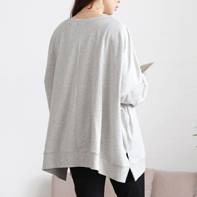 大きいサイズ レディース ロゴプリント脇スリットドルマントレーナー　maruka-7164