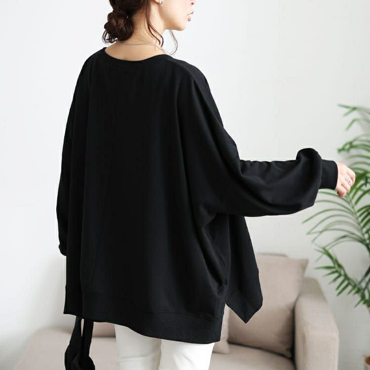 大きいサイズ レディース ロゴプリント脇スリットドルマントレーナー　maruka-7164