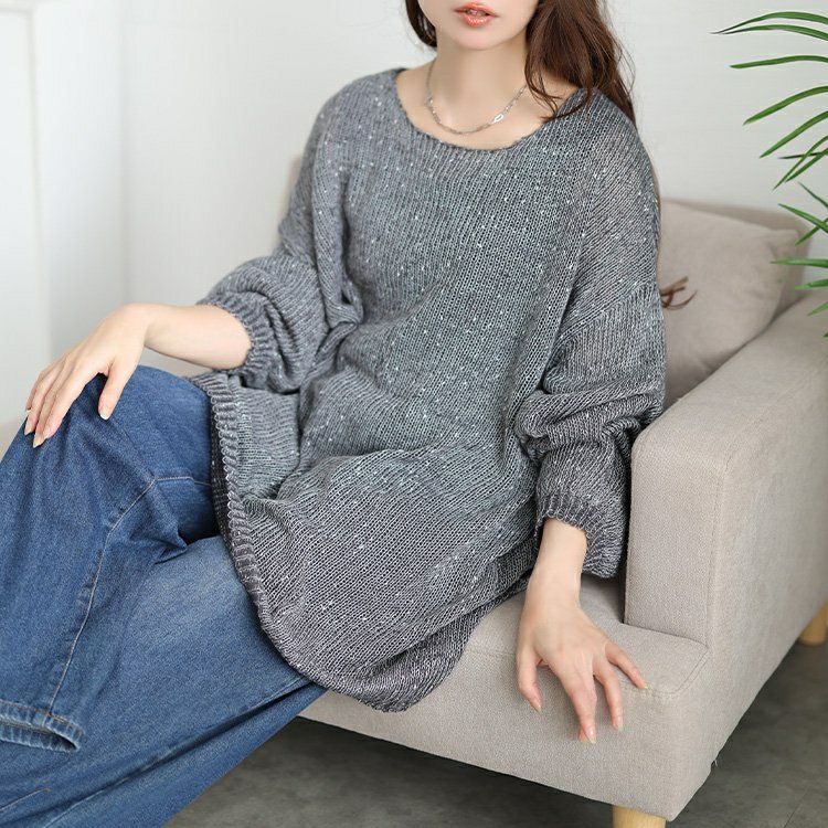 大きいサイズ レディース オーバーサイズラメニット　jp563