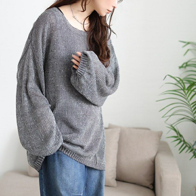 大きいサイズ レディース オーバーサイズラメニット　jp563