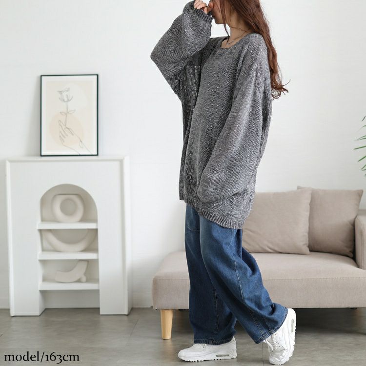 大きいサイズ レディース オーバーサイズラメニット　jp563