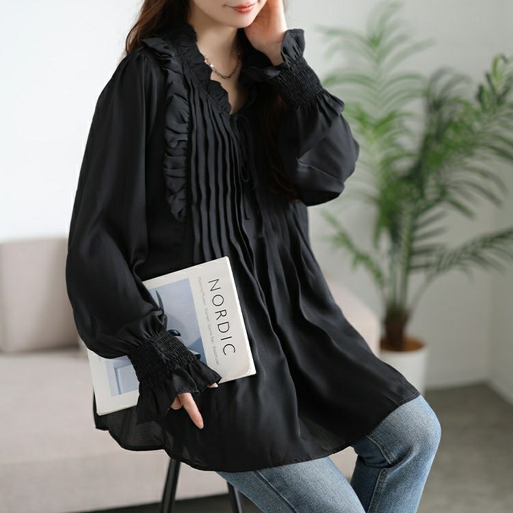 大きいサイズ レディース フリル＆タックキャンディスリーブブラウス　jp544 【メール便可】