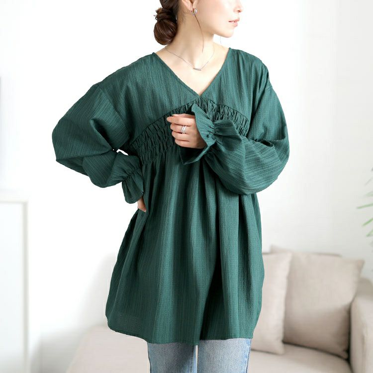 大きいサイズ レディース キャンディスリーブシャーリングチュニック　tani-36961ll