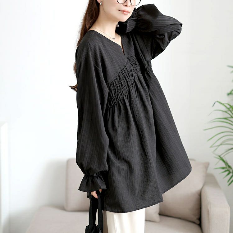 大きいサイズ レディース キャンディスリーブシャーリングチュニック　tani-36961ll
