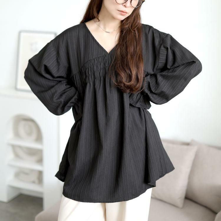 大きいサイズ レディース キャンディスリーブシャーリングチュニック　tani-36961ll ブラック