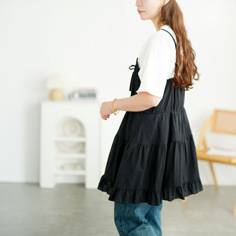 大きいサイズ レディース フリルティアードミニキャミワンピース　tani-36945ll