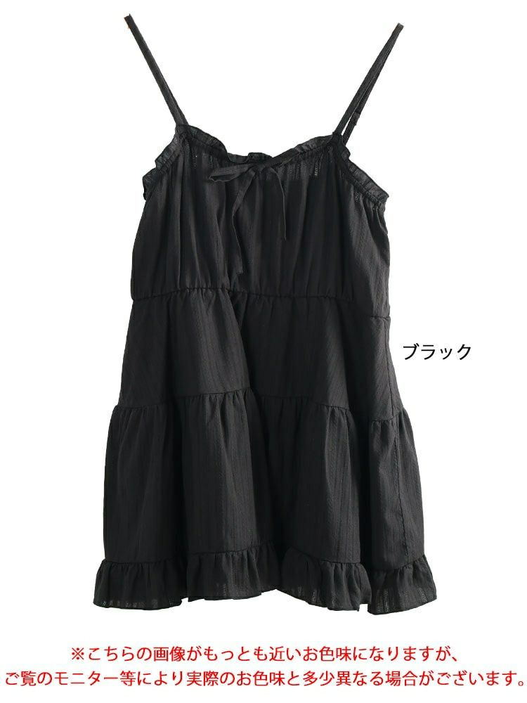 大きいサイズ レディース フリルティアードミニキャミワンピース　tani-36945ll