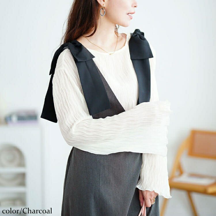 大きいサイズ レディース リボンショルダージャンパースカート　tani-15614ll