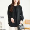 大きいサイズ レディース パールチェーン付きボウタイプルオーバー　mncut-152542 【メール便可】 ブラック