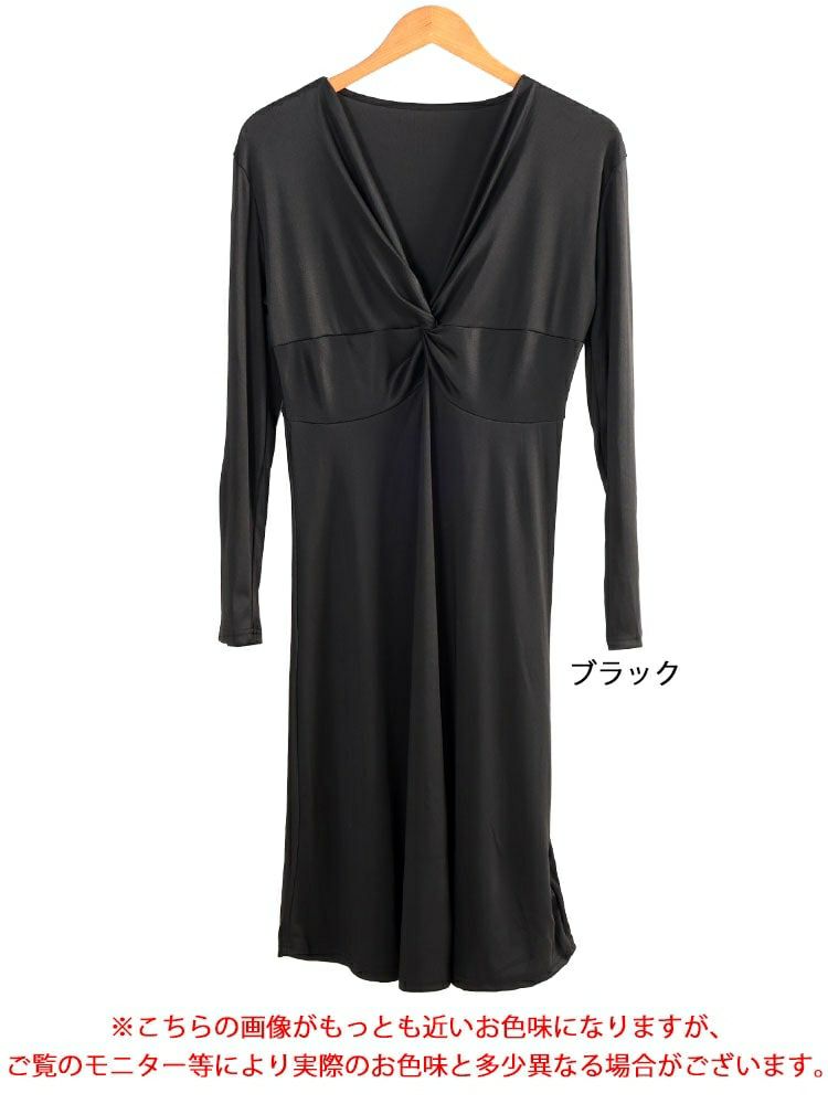 大きいサイズ レディース カシュクール風ツイストワンピース　goldy-1736【メール便可】
