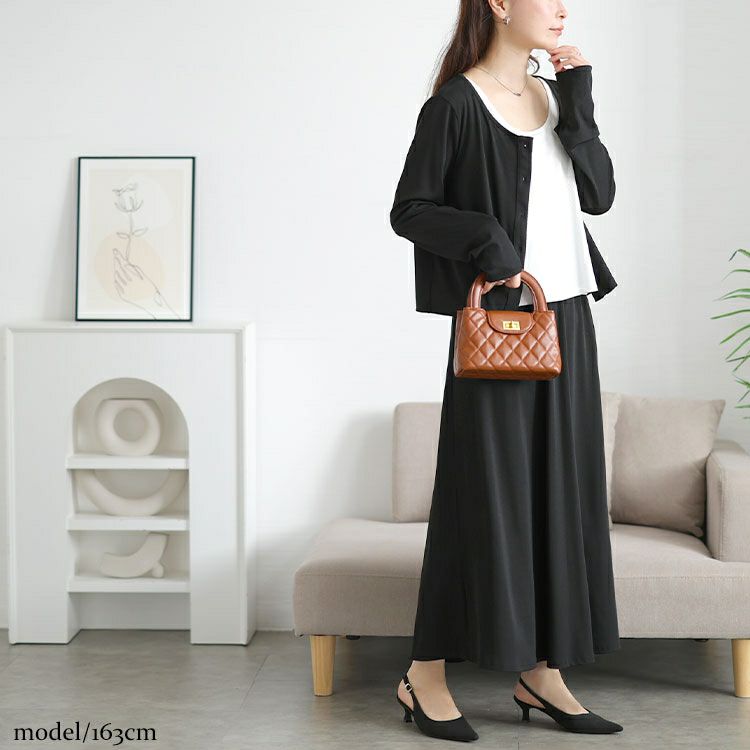 大きいサイズ レディース カーデ&タンクトップ&ロングスカート3点セット　goldy-1734