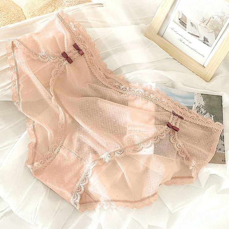 大きいサイズ レディース ドット柄シアーレースショーツ　goldy-1741【メール便可】 ベージュ