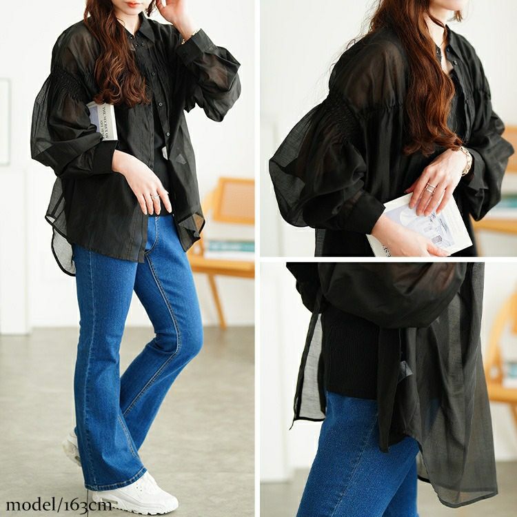 大きいサイズ レディース シャーリングシアーシャツ　tana-ww650050 【メール便可】