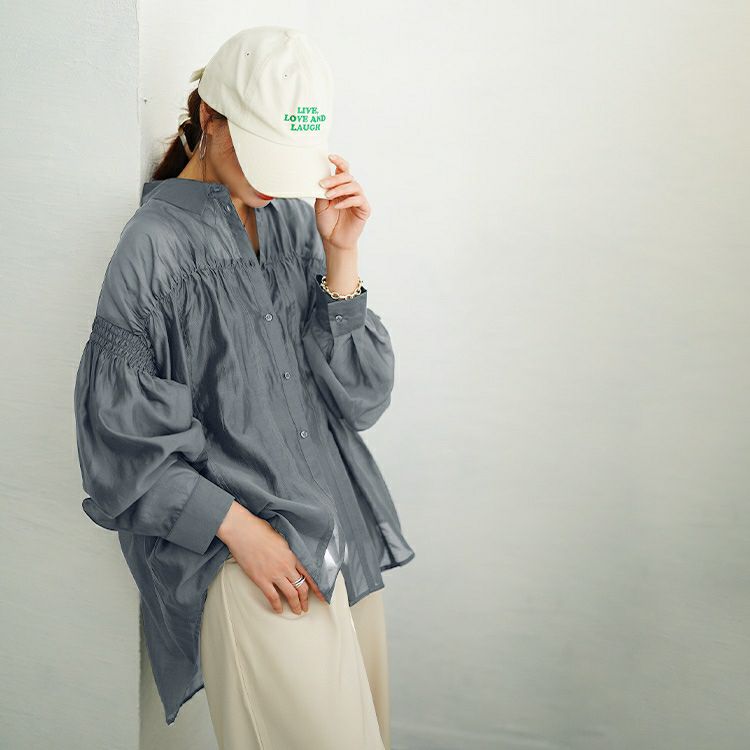 大きいサイズ レディース シャーリングシアーシャツ　tana-ww650050 【メール便可】