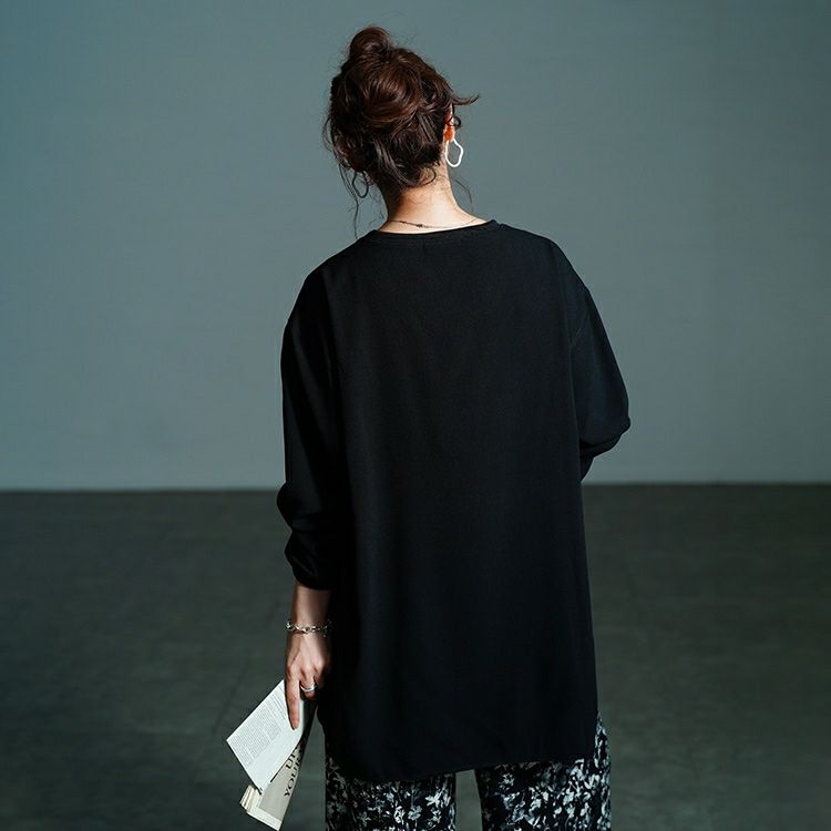 大きいサイズ レディース Vネックステップヘムプルオーバー　jp565 【メール便可】