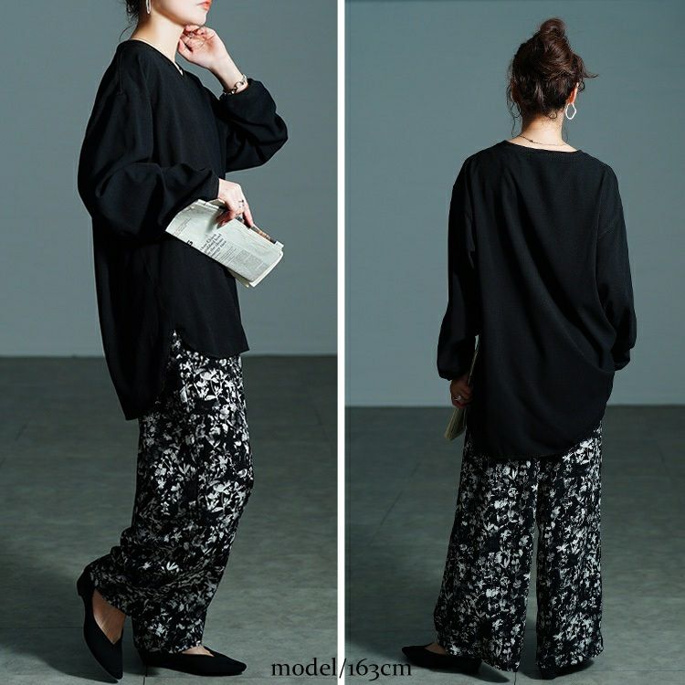 大きいサイズ レディース Vネックステップヘムプルオーバー　jp565 【メール便可】