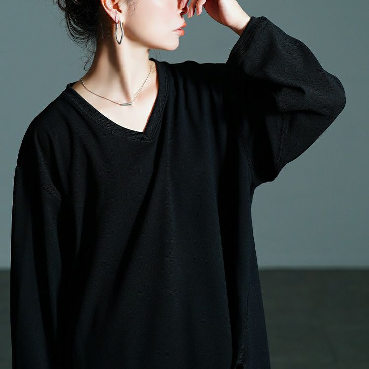 大きいサイズ レディース Vネックステップヘムプルオーバー　jp565 【メール便可】